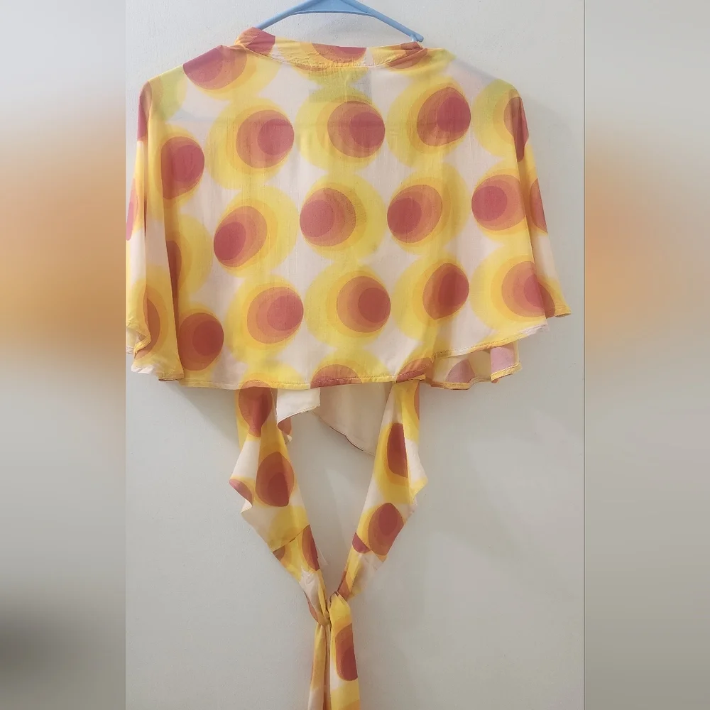 New Lemonade Yellow and Red Polka‎ Dot Top, Size 34.
